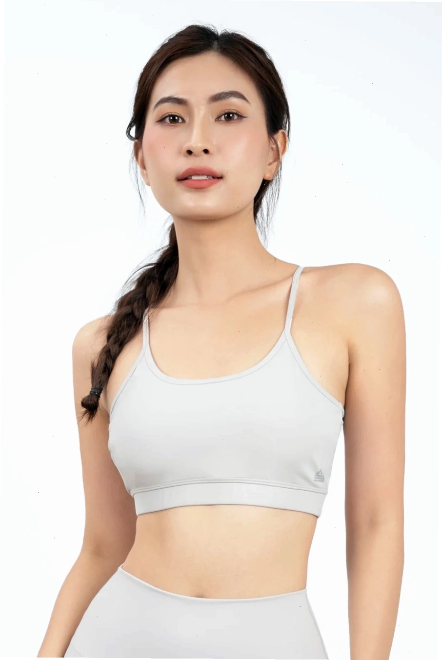 Áo bra gym yoga Theta - Light Grey - Fitme Sportswear, phong cách tối giản