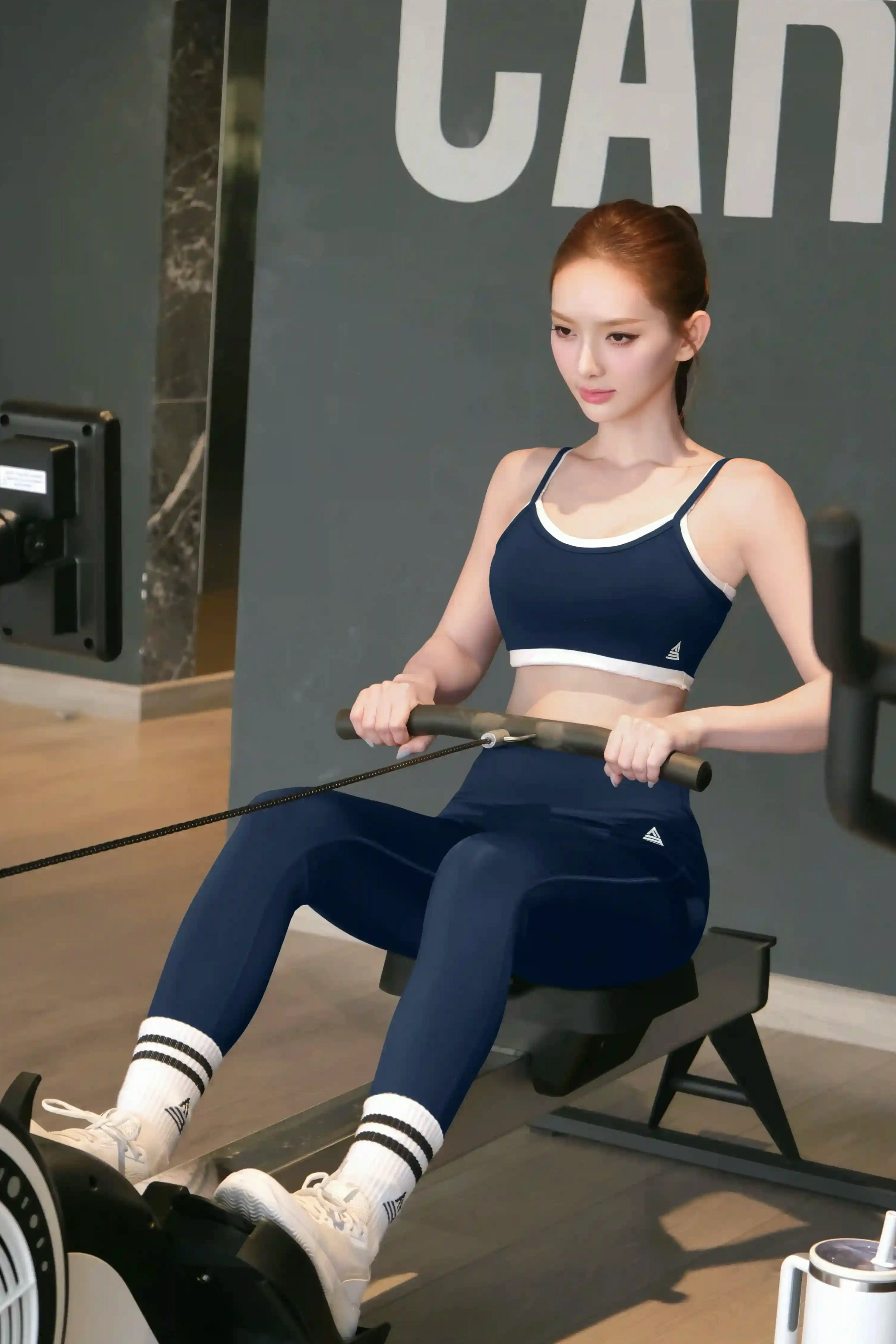 Áo bra tập gym yoga nữ Fitme SOFT BRSO01 Navy phối trắng, năng động và cá tính