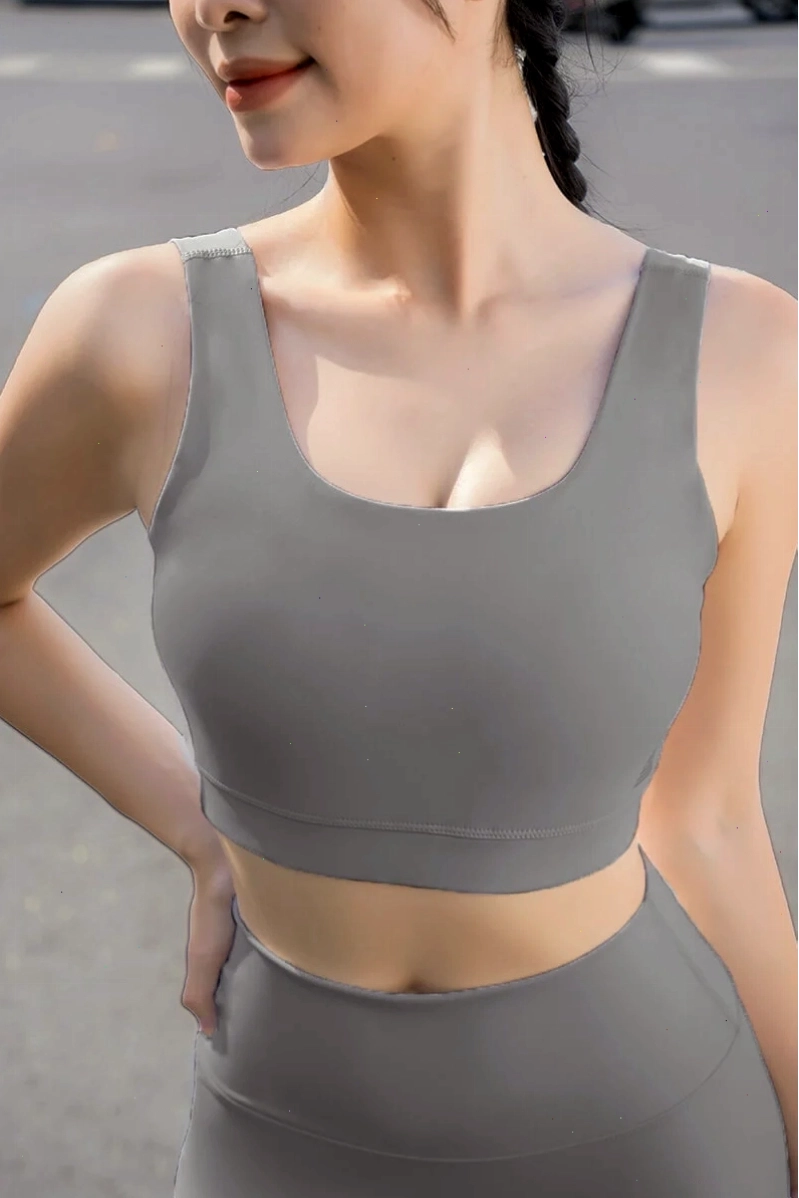 Áo bra tập gym yoga Theta màu Light Grey, chất liệu mềm mại