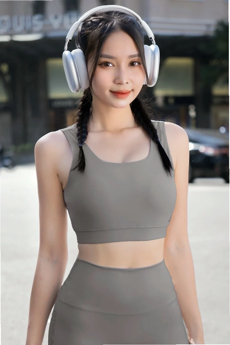 Áo bra tập gym yoga Zeta màu Dark Grey, thiết kế nâng đỡ cao cho phái nữ