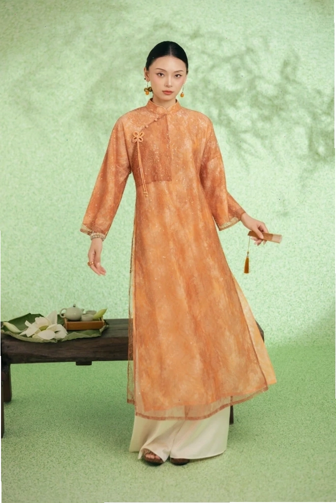 Áo dài Đinh Nơ AD0235 - Sang trọng và quyền quý từ NEM