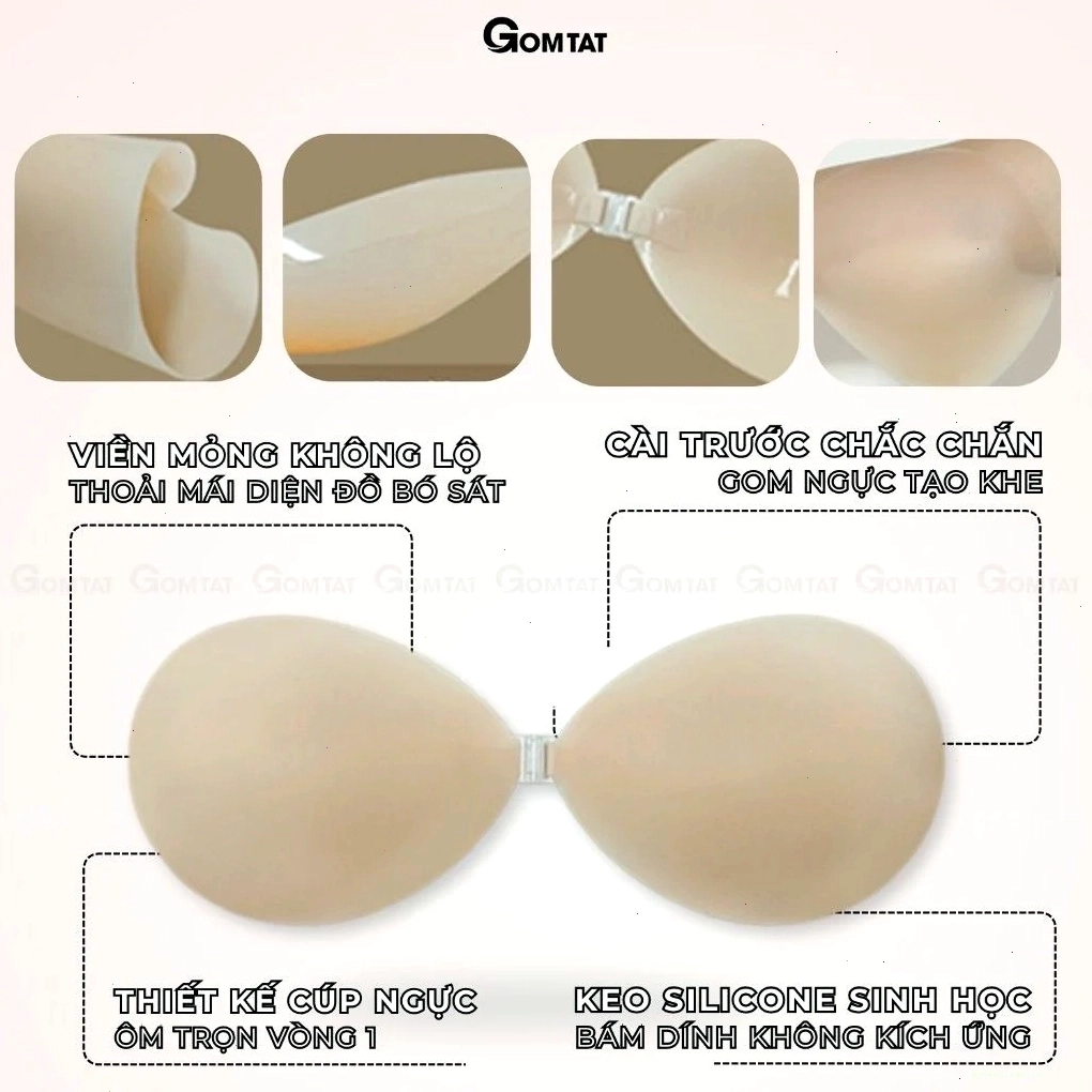 Áo dán ngực cài trước gom ngực tạo khe GOMTAT