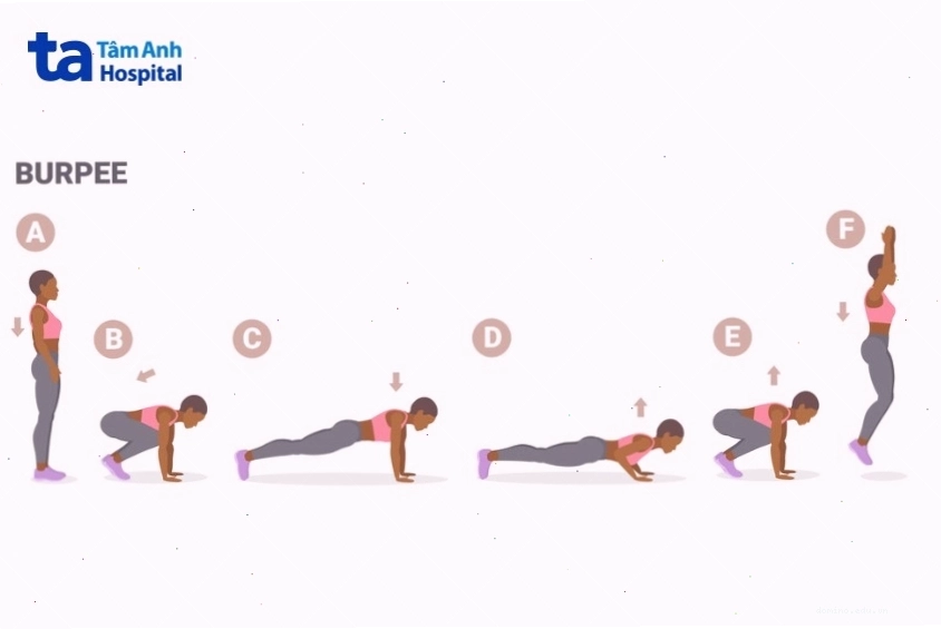 Bài tập burpees kết hợp hít đất và bật nhảy đốt cháy mỡ bụng hiệu quả