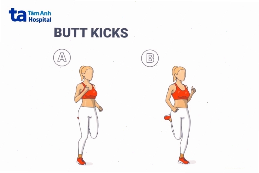 Bài tập butt kick giảm mỡ tại nhà