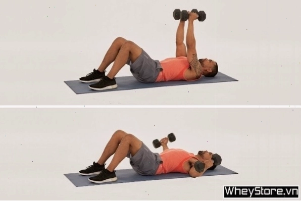 Bài tập Floor Dumbbell Flyes với tạ đơn trên sàn nhà