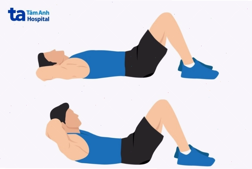 Bài tập gập bụng crunch tác động cơ bụng trên