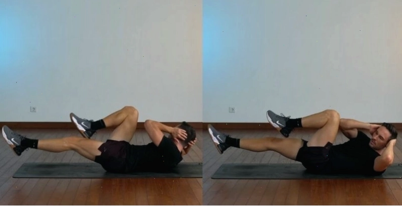Bài tập gập bụng đạp xe mô phỏng chuyển động đạp xe