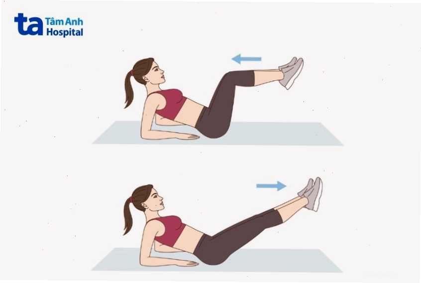 Bài tập gập duỗi chân tác động cơ bụng và chân