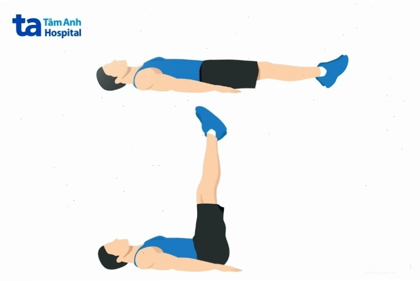 Bài tập nằm nâng chân tác động vào cơ bụng dưới