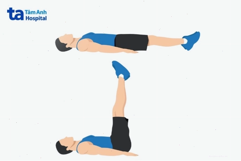 Bài tập nằm nâng chân tác động vào cơ bụng dưới