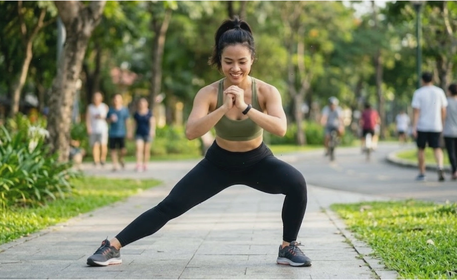 Bài tập nâng chân sang bên khi đứng giúp săn chắc cơ đùi ngoài