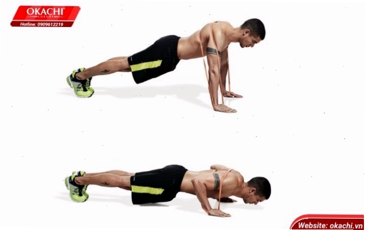 Bài tập Push up với dây kháng lực hỗ trợ