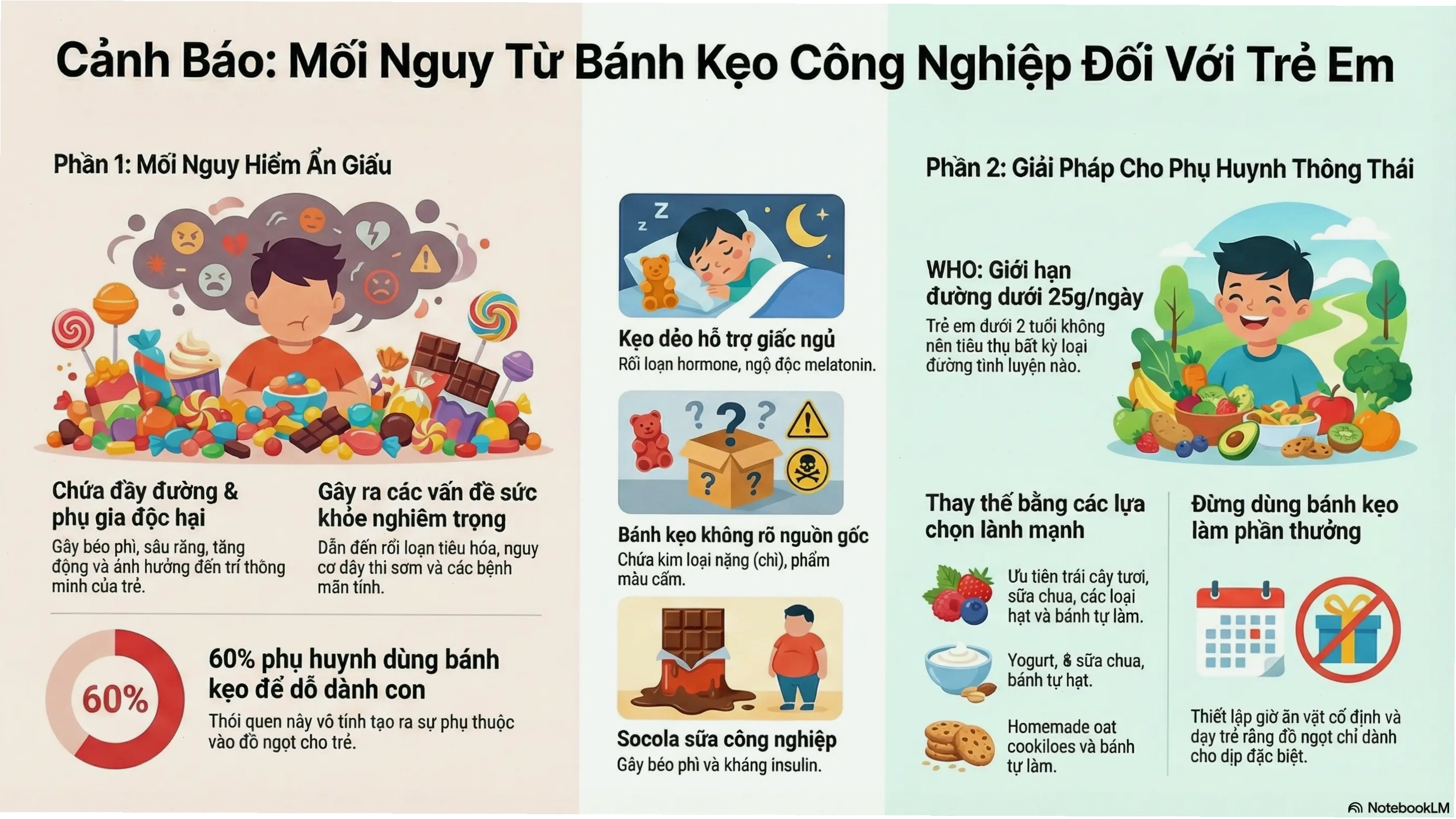 Báo cáo về thành phần và tác động của bánh kẹo công nghiệp đến sức khỏe trẻ em