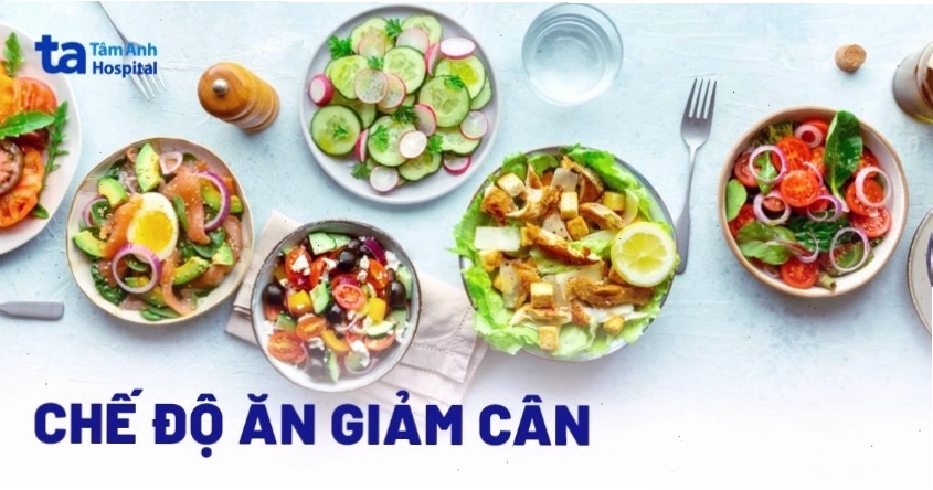 Biểu đồ minh họa chế độ ăn giảm cân cân bằng các nhóm chất dinh dưỡng