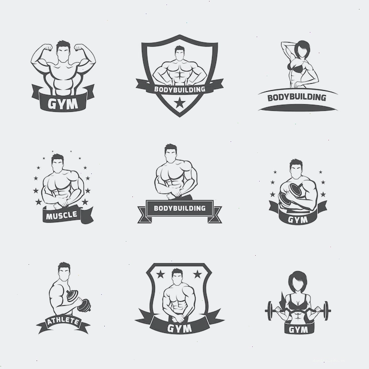 Biểu tượng gym với hình ảnh người đang tập luyện và tạ