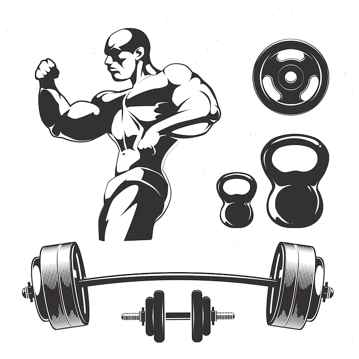 Bộ huy hiệu và nhãn dán thể hình vector