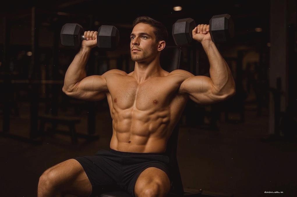 Body builder Mesomorph tập tạ trong phòng gym