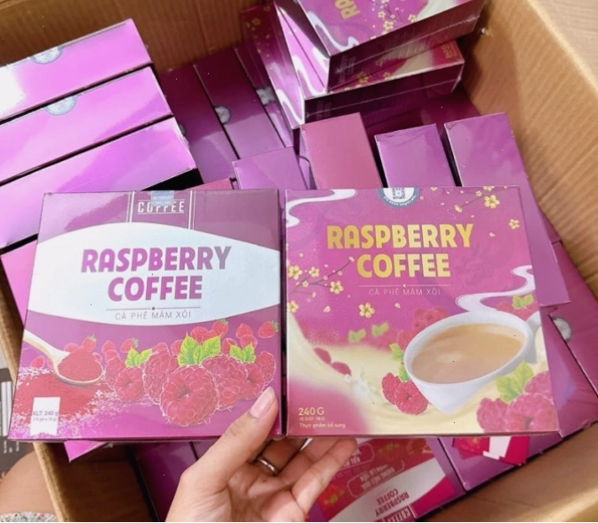 Cà Phê Mâm Xôi Giảm Cân Raspberry Coffee với bao bì bắt mắt