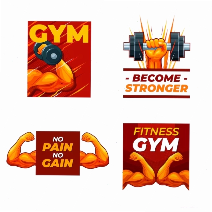 Các huy hiệu logo phòng gym dạng phẳng