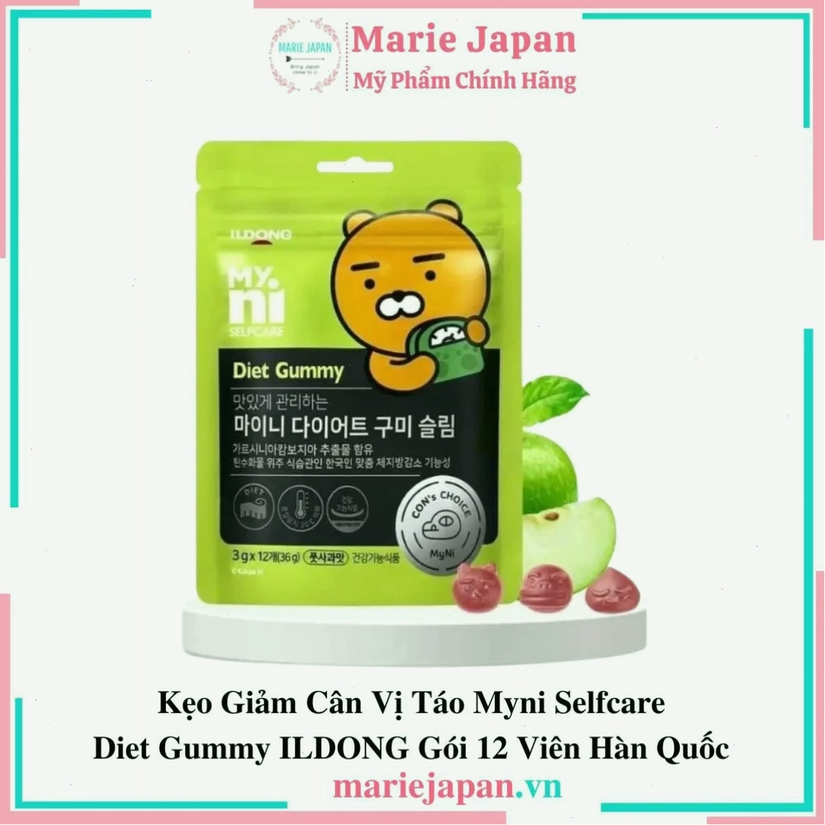 Cách sử dụng kẹo giảm cân vị táo Myni Hàn Quốc