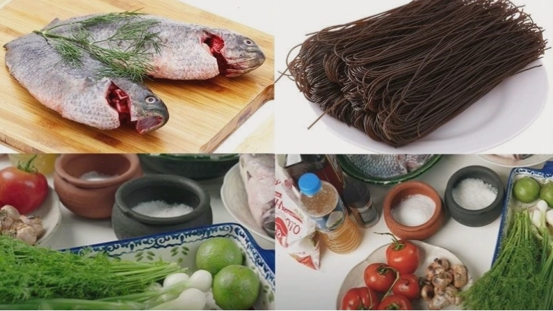 Chuẩn bị nguyên liệu cho món bún gạo lứt cá bổ dưỡng