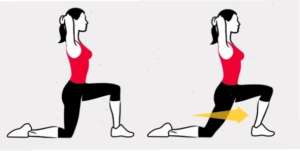 Chuẩn bị ở tư thế quỳ một chân, hai tay đặt sau gáy để thực hiện động tác vặn mình