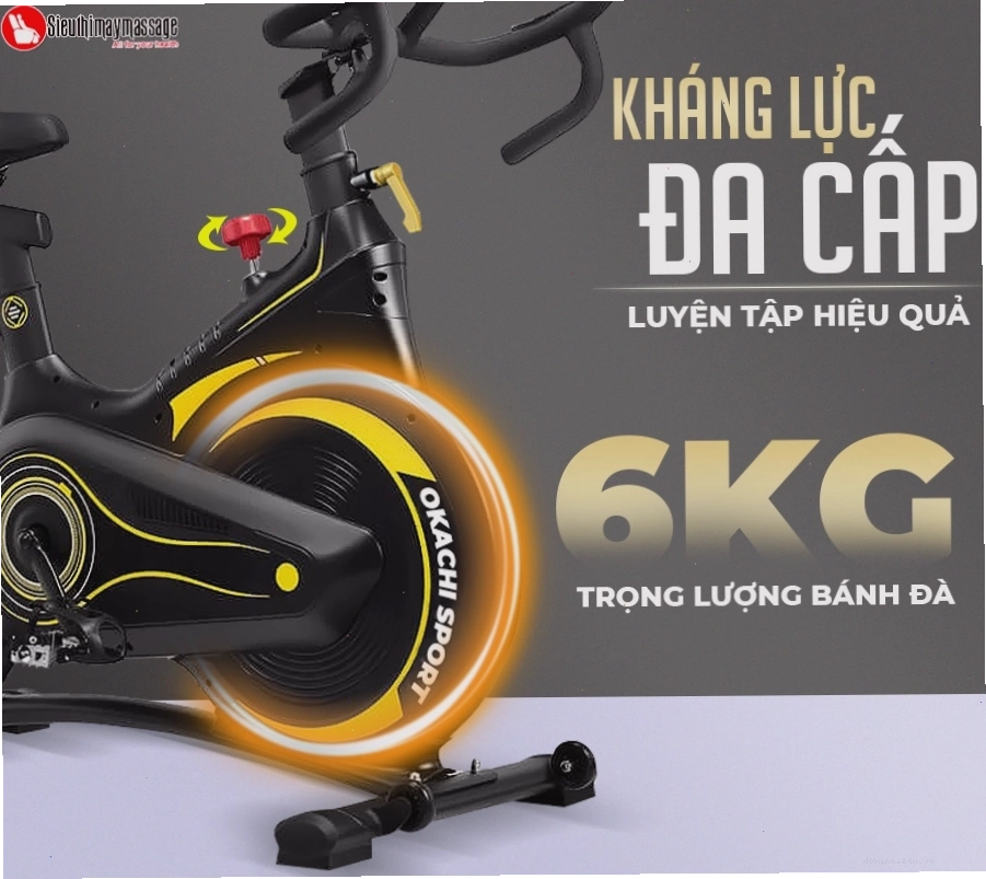 Cơ chế kháng lực đa cấp độ trên xe đạp tập thể dục Okachi SPORT JP-495A