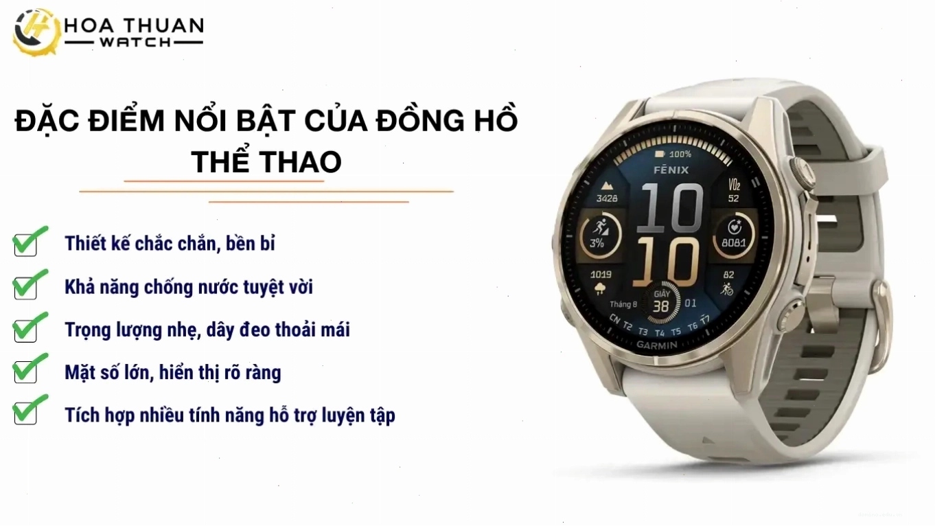 Đặc điểm nổi bật của đồng hồ thể thao: thiết kế bền bỉ, chống nước tốt