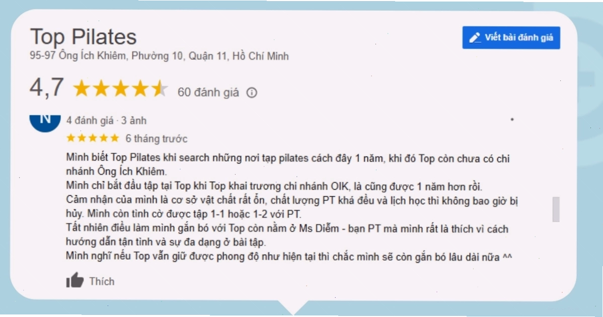 Đánh giá của khách hàng về Top Pilates