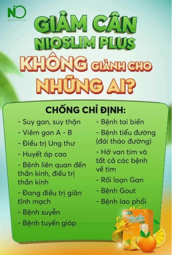 Đối tượng chống chỉ định với Nio Slim Plus+