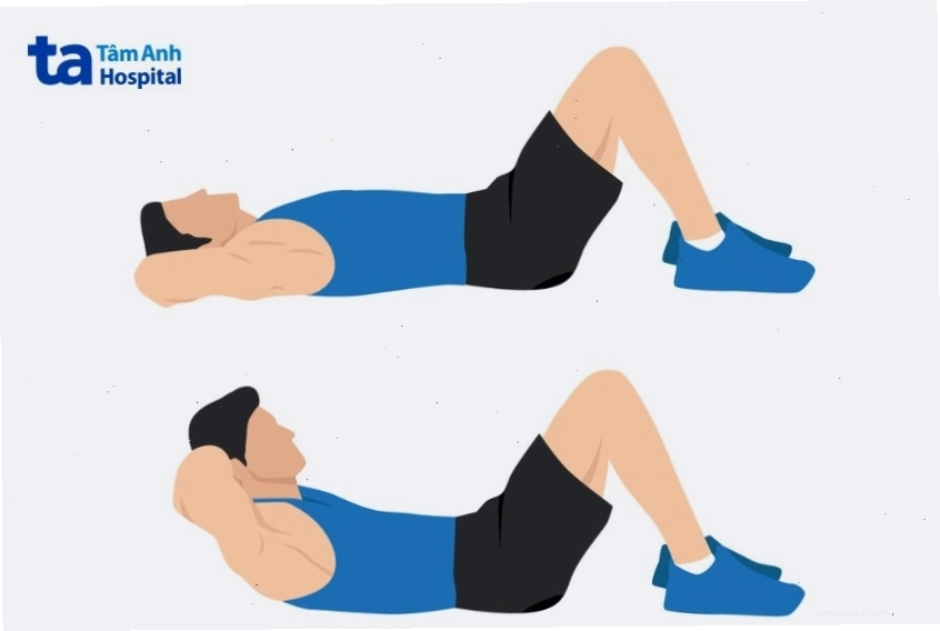 Động tác gập bụng (crunch) cơ bản tác động vào cơ bụng trên