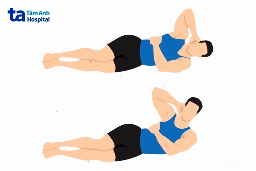 Động tác gập bụng nghiêng cho cơ liên sườn