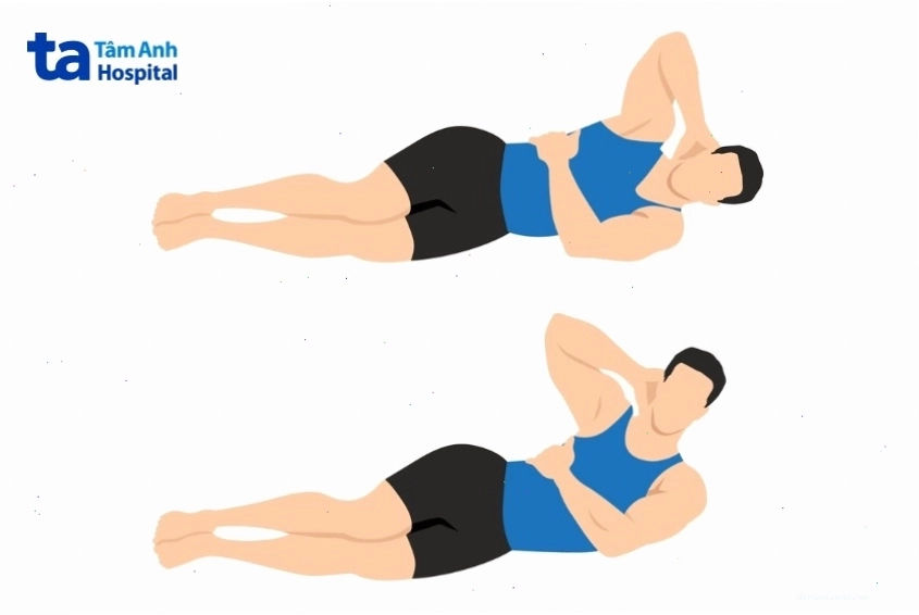Động tác gập bụng nghiêng tác động lên cơ xiên bụng