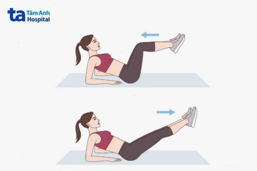 Động tác gập duỗi chân giúp đốt cháy calo và săn chắc cơ bụng