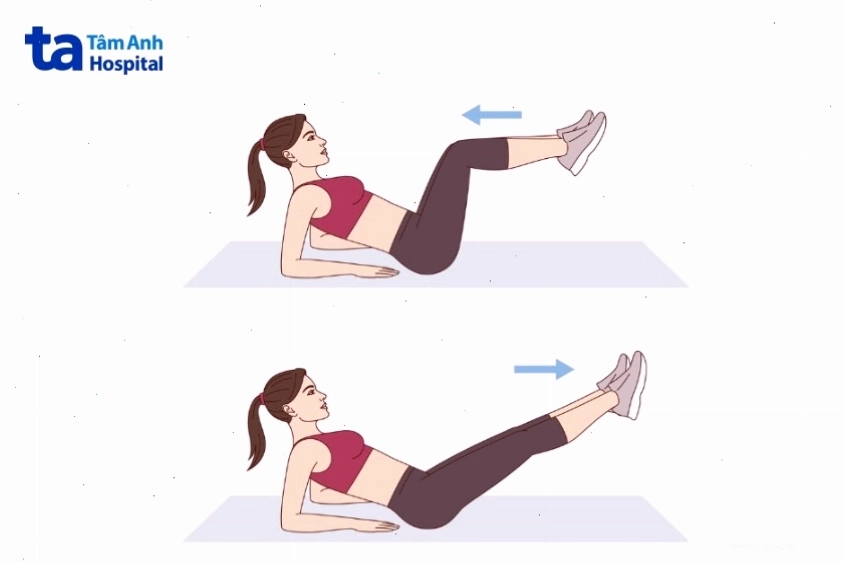 Động tác gập duỗi chân mô phỏng đạp xe