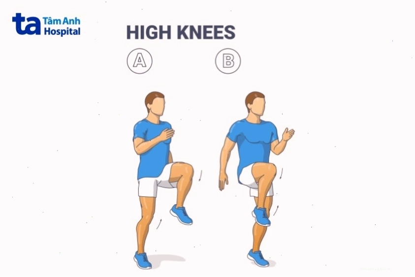 Động tác high knee giảm mỡ bụng