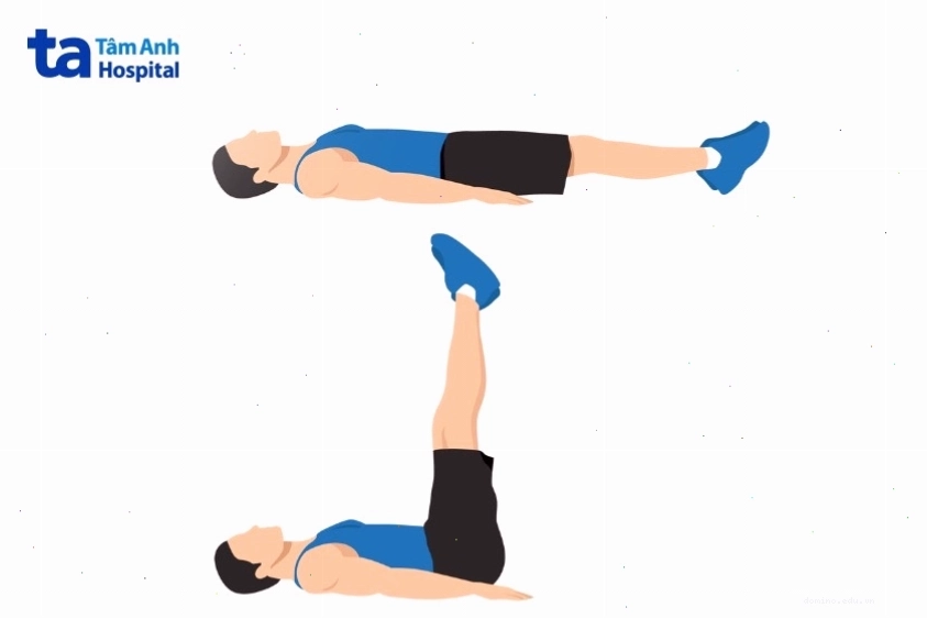 Động tác nằm nâng chân cho cơ bụng dưới