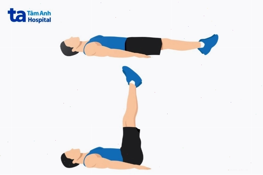 Động tác nằm nâng chân giúp tác động cơ bụng dưới