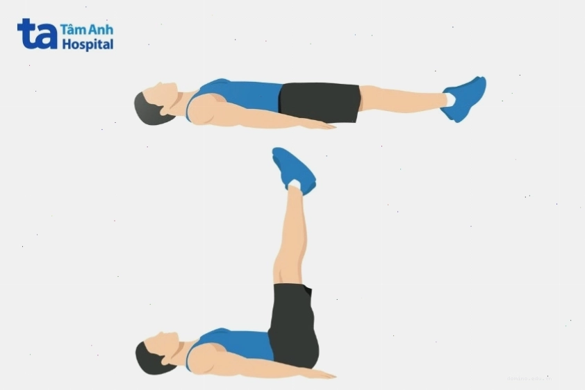 Động tác nằm nâng chân