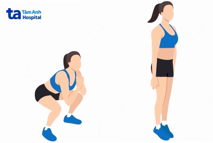 Động tác squat jack đốt mỡ thân dưới