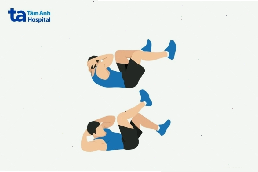 Gập bụng đạp xe tác động toàn bộ vùng bụng