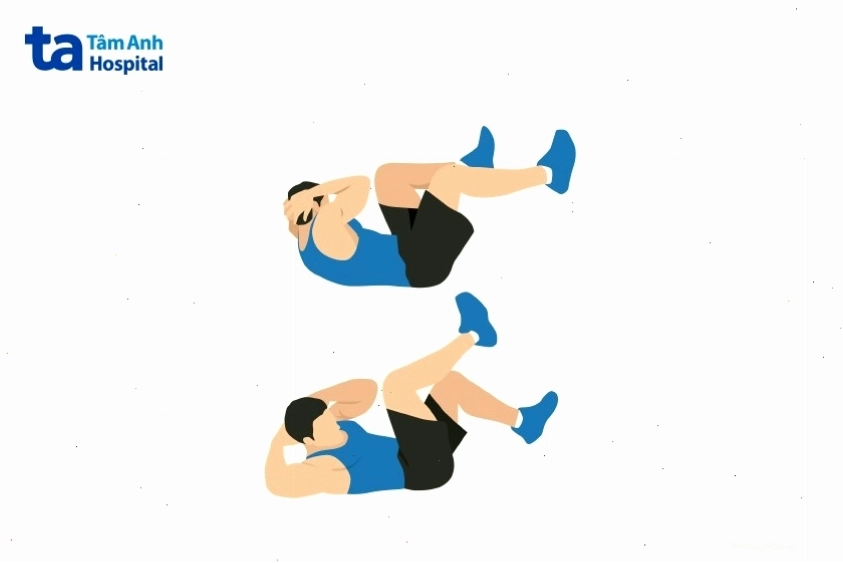 Gập bụng đạp xe tác động toàn bộ vùng bụng và cơ liên sườn