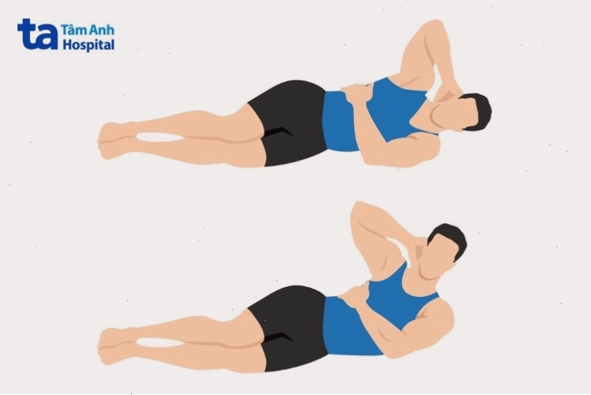 Gập bụng nghiêng hỗ trợ làm nhỏ bụng