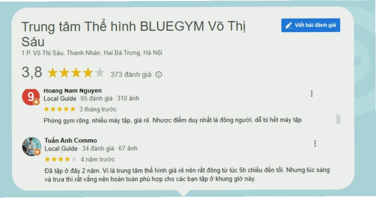 Hệ thống 4 chi nhánh Blue Gym được đầu tư đồng bộ và hiện đại