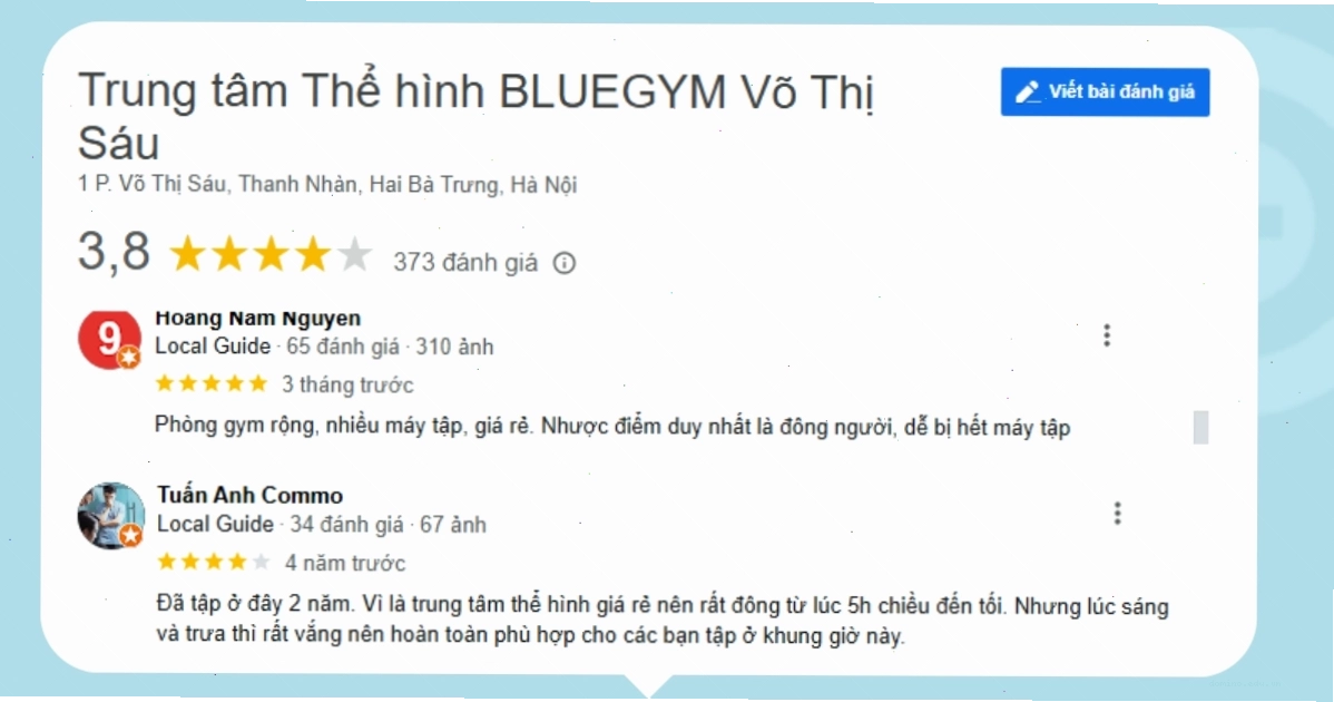 Hệ thống 4 chi nhánh Blue Gym tại Hà Nội được đầu tư đồng bộ và hiện đại
