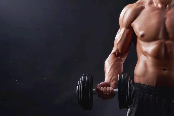 Hình nền gym 4k với chàng trai trẻ tập luyện trong studio