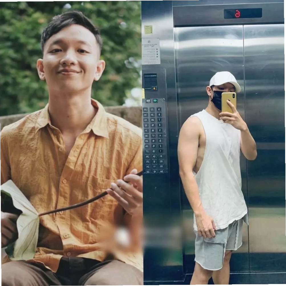 Hoàng Dũng tập luyện trong phòng gym để xây dựng cơ bắp