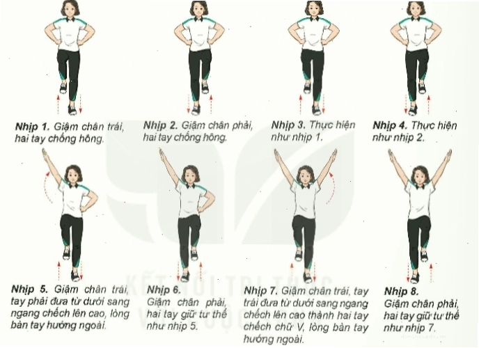 Học sinh thực hiện bài tập phát triển chung cho tay và chân lớp 9