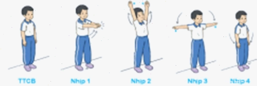Học sinh thực hiện động tác tay theo nhịp
