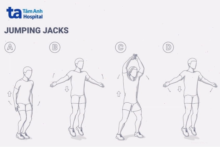 Jumping jack khởi động trước buổi tập